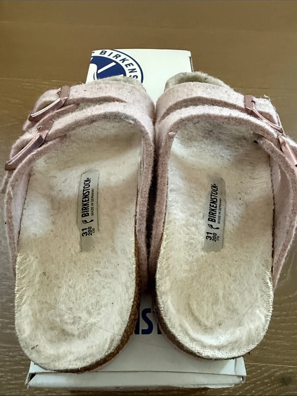 Birkenstock Kids Light Pink Felt Double-Buckle Slides